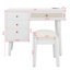 Ensemble de chambre à coucher 3 pièces, cadre de lit plateforme avec tête de lit en rotin, table de chevet rétro et coiffeuse avec tabouret-63470688