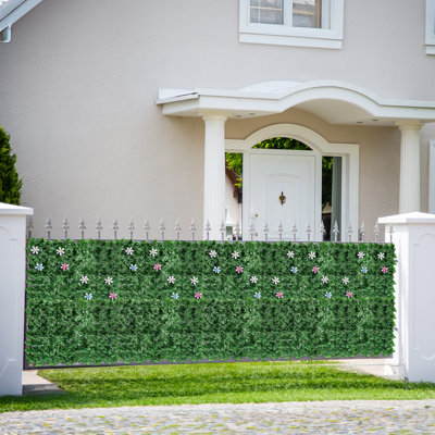 Artificial Green Leaves Privacy Fence Screen, Garden Fence Decorative Hedge Flower Backdrop, 60 Pieces by Primrue