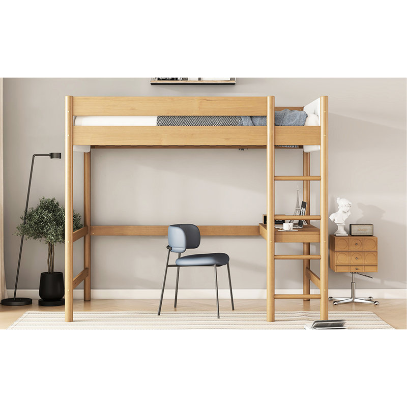 Lit mezzanine simple avec bureau et rembourrage moelleux - aspect luxueux et élégant