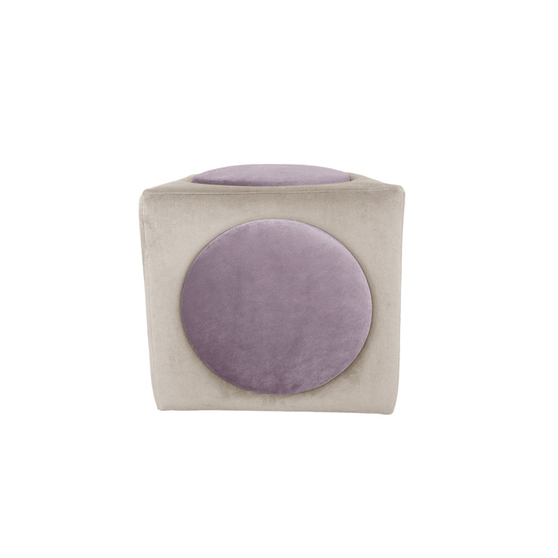 Monocle 42cm Wide Square Solid Colour Footstool Ottoman, Beige/Purple