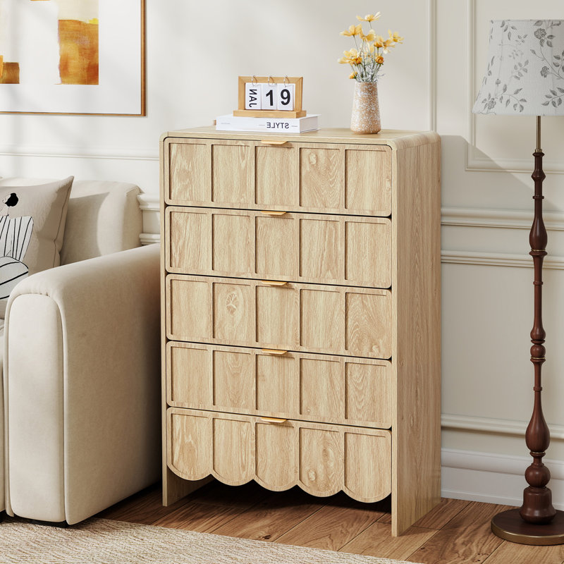 Morden Style 5 Drawer Dresser , Natural
