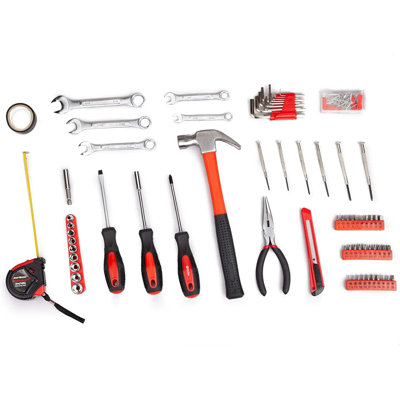 Ensemble d'outils de réparation pour la maison, ensemble d'outils de base pour la réparation de maison 146 pièces, ensemble d'outils de mécanicien général, trousse d'outils de ménage général avec boîte à outils en plastique, parfait pour le propriétaire, les réparations de bureau et d'université