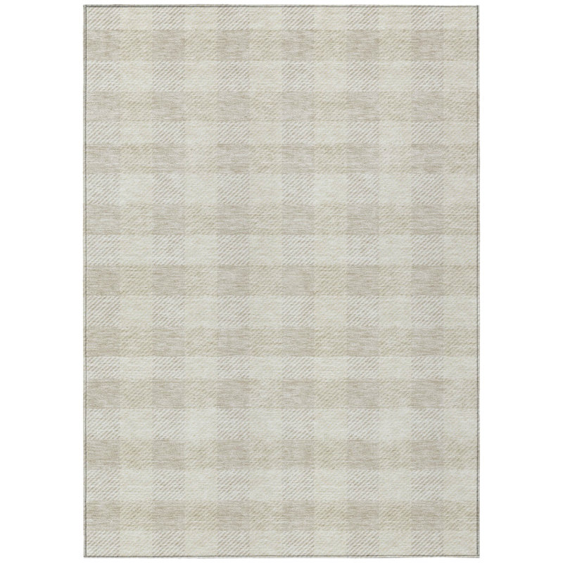 Tapis d'intérieur lavable à carreaux ivoire 5 pi x 8 pi ivoire