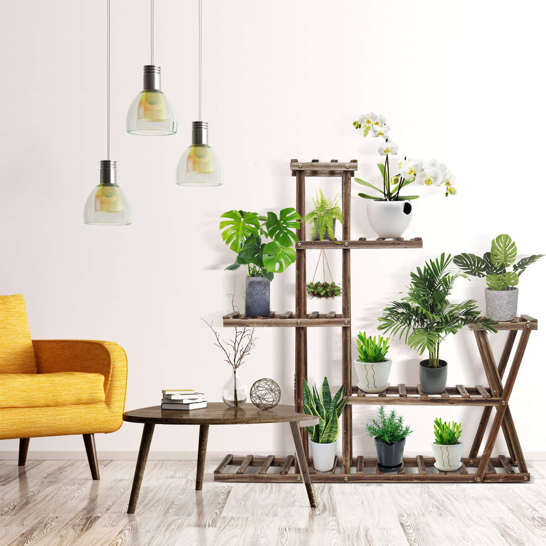 Wood Plant Stand Indoor Outdoor, Plant Display Multi Tier Flower Shelves Stands,With 3 Free Gardening Tools