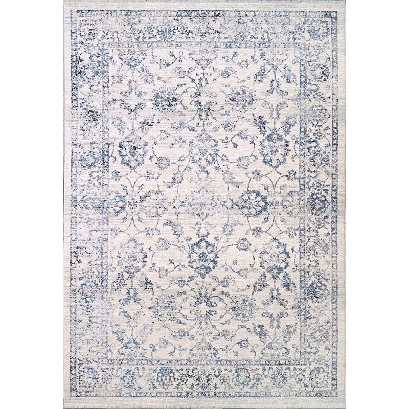 CARson 5223-501 bleu / ivoire, Tapis de couloir 2 pi 3 po x 7 pi 7 po