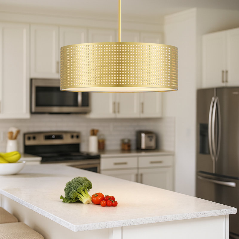 20 po Lustre tambour avec cadre doré