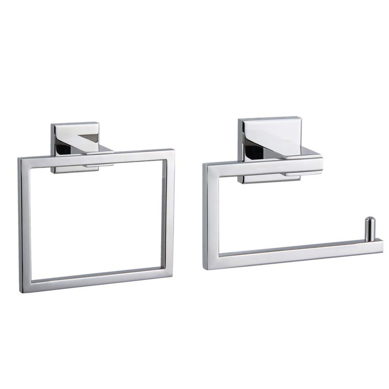 2 - Piece Bathroom Hardware Set, Polished Stainless Steel