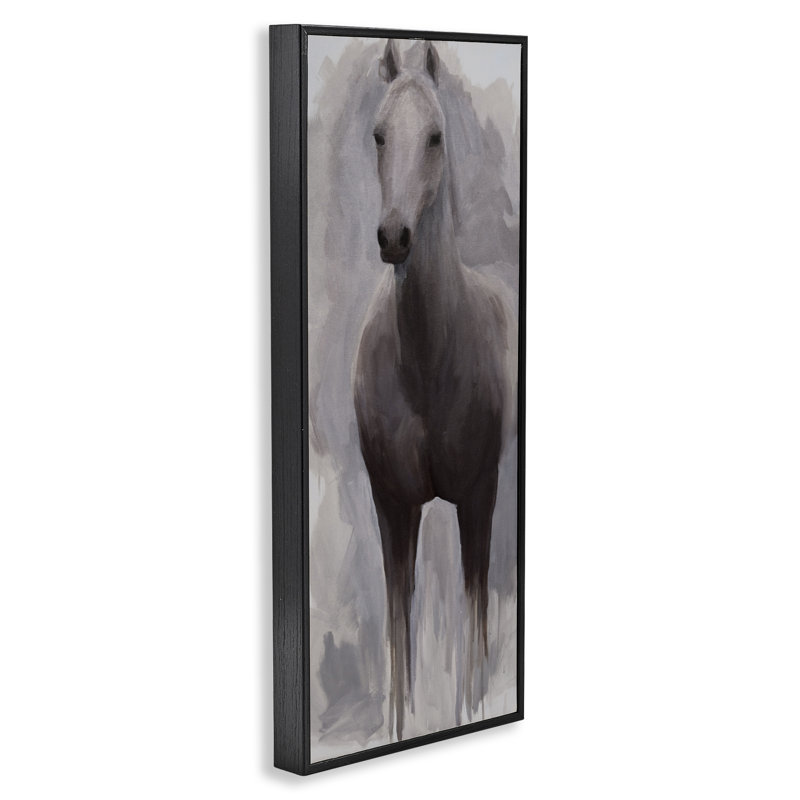 Giclée encadrée par un cheval debout, conception de Jelena Petric, H 24 po x l 10 po, Giclée encadrée noir minuit