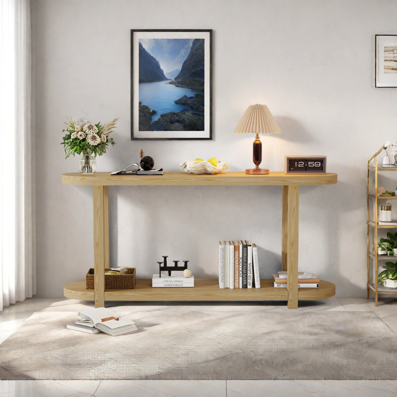 Table d'entrée moderne en placage de frêne minimaliste avec conception de bureau simplifiée, adaptée aux salles d'étude, aux entrées, aux couloirs, aux salons et aux foyers