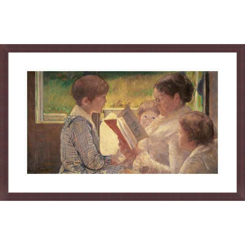 « Mme Cassatt lisant à  ses petits-enfants » de Mary Cassatt – Reproduction giclée encadrée, H 18,89 po x l 29,5 po
