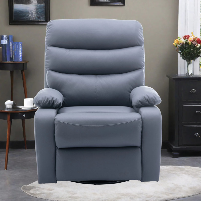 Aabid Portuondo Faux Leather Recliner, Dark Gray