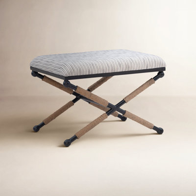 Pippa 24" W Striped Cotton Accent Stool