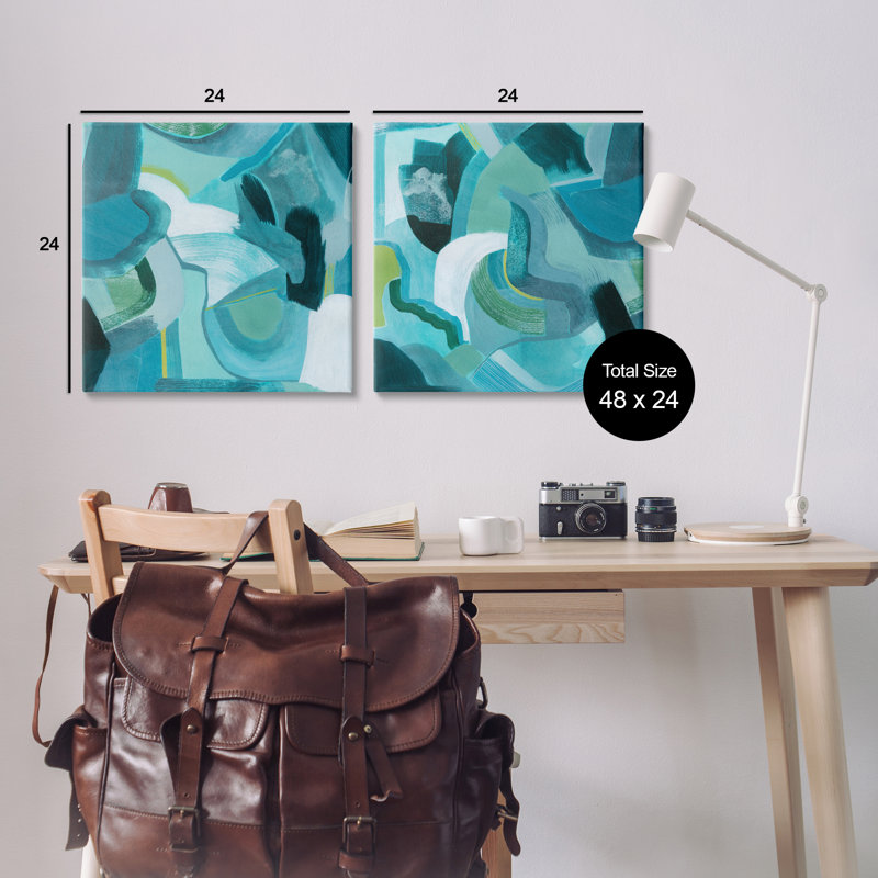 "Energetic Patterns", ensemble de 2 toiles murales par Grace Popp, H 24 po x l 24 po