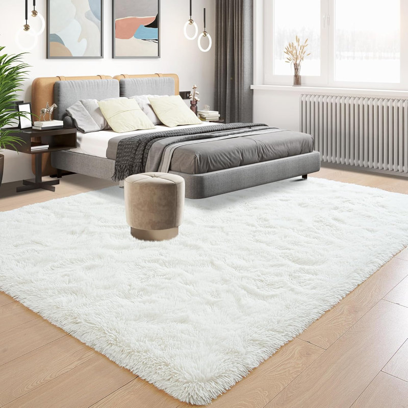 Shahen Rectangle Shag Area Rug, Rectangle 8' x 10', Cream