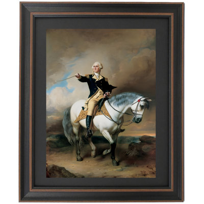Framed Portrait Of George Washington Taking The Salute At Trenton By John Faed