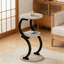 Table d'appoint à 3 niveaux avec design en forme de S, table de bout de style industriel pour le salon, la chambre à coucher et les petits espaces, table d'appoint compacte avec plateau en bois et structure en métal
