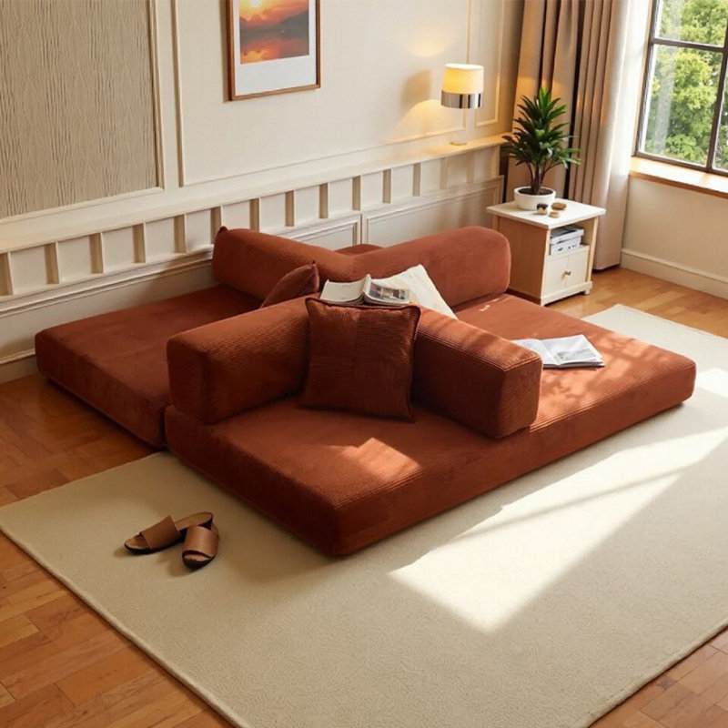 Canapé-lit modulaire convertible 2-en-1 avec matelas en mousse à mémoire de forme - aucun assemblage requis, canapé-lit peu encombrant pour salon, chambre à coucher, studio-2M6003-BRO