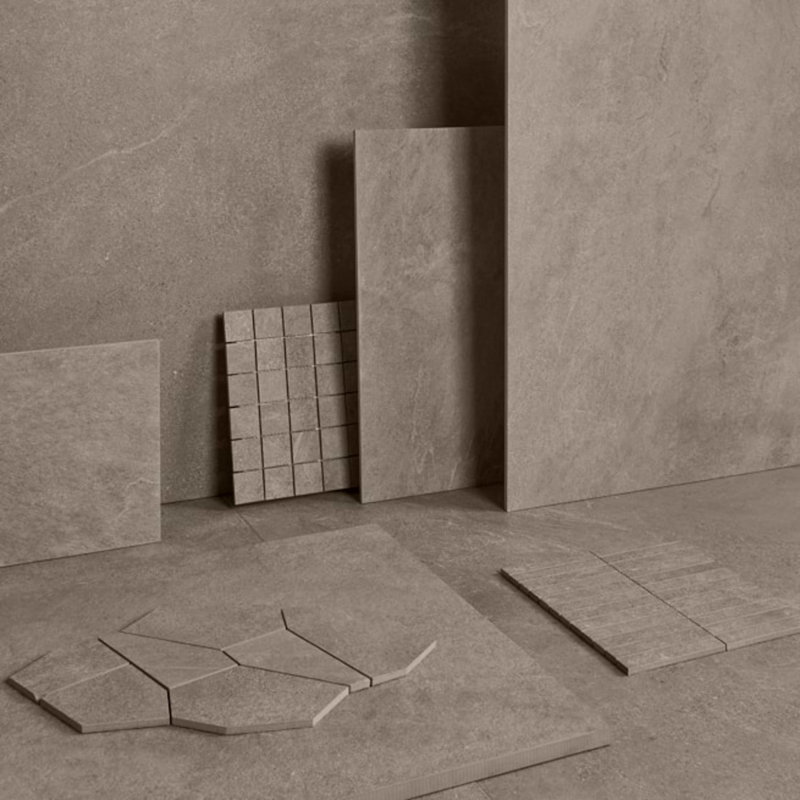 Era 12x12 Stacked Matte Limestone Look Porcelain Mosaic Tile, Caramel Brown