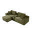 Canapé d'angle modulaire en velours côtelé avec porte-gobelets, ports USB et pouf de rangement - Vert, canapé-lit d'angle 4 places, aucun assemblage requis