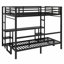 Lit superposé en métal / lit mezzanine avec bureau et tablettes, se plie en canapé avec DEL et USB