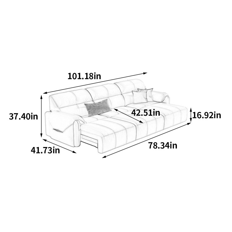 Canapé électrique intelligent de luxe, H 37,4 po x l 101,18 po x P 41,73 po, 3