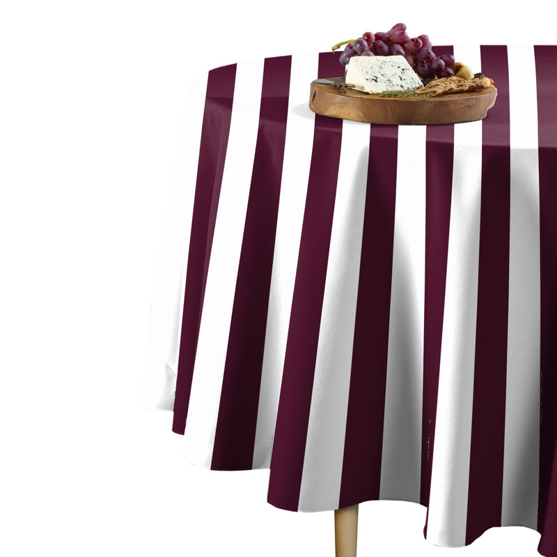 Sam Stripe Tablecloth, 84" L x 84" W, Burgundy