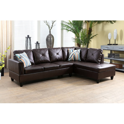 Elaynah 2 - Piece Vegan Leather Sectional -  Ebern Designs, A601C1F364FC4774A20622587E909D83