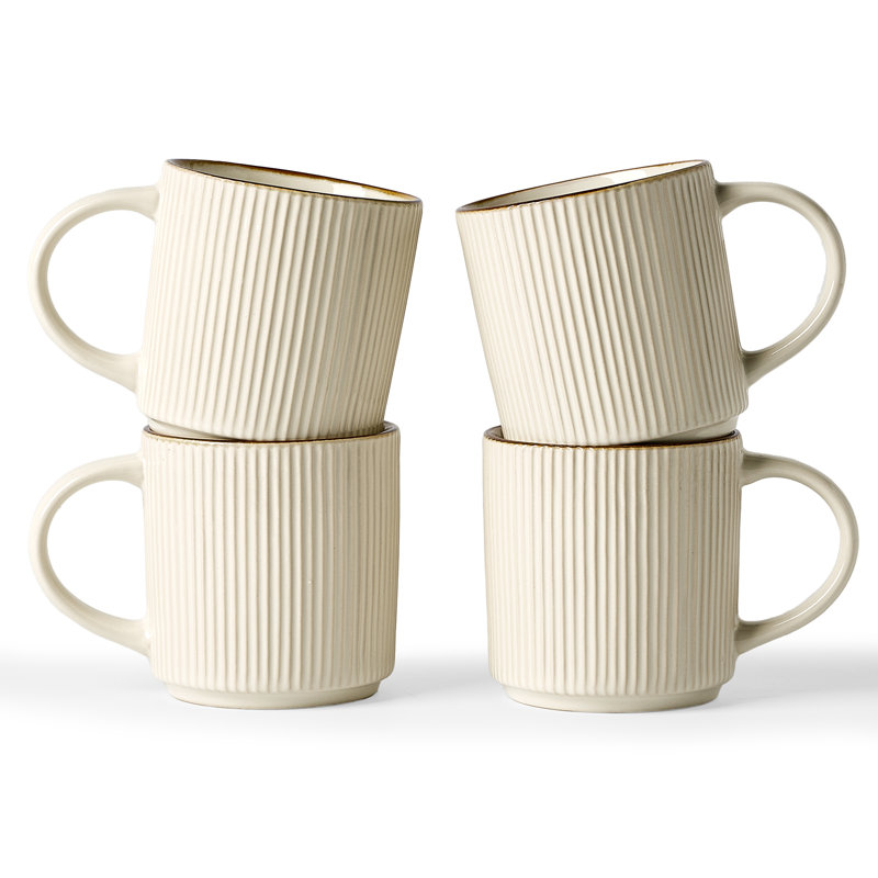  Ensemble de 4 tasses à café 12 oz, Cream