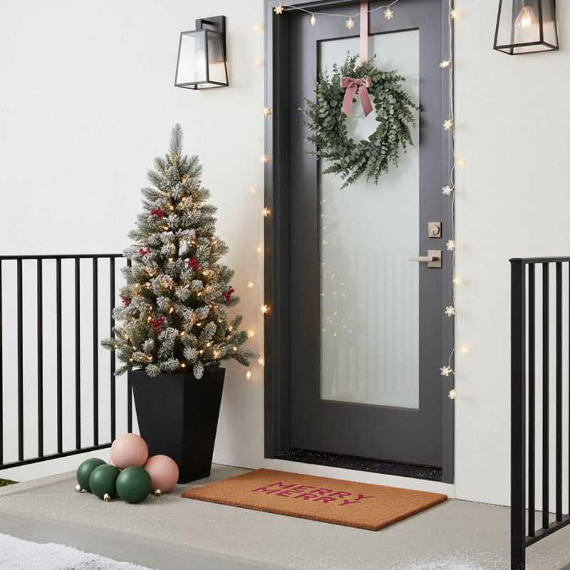 Pink Modern Merry Doormat 24" x 36", 24" W x 36" L, Pink