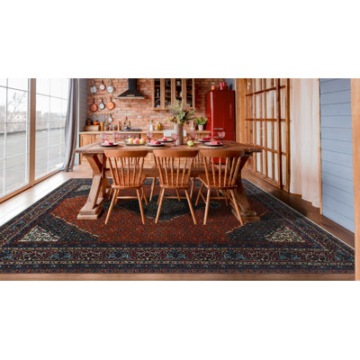 Kayla-Jane One-of-a-Kind 6'5" x 9'7" 1980s Rectangle Wool Area Rug in Navy