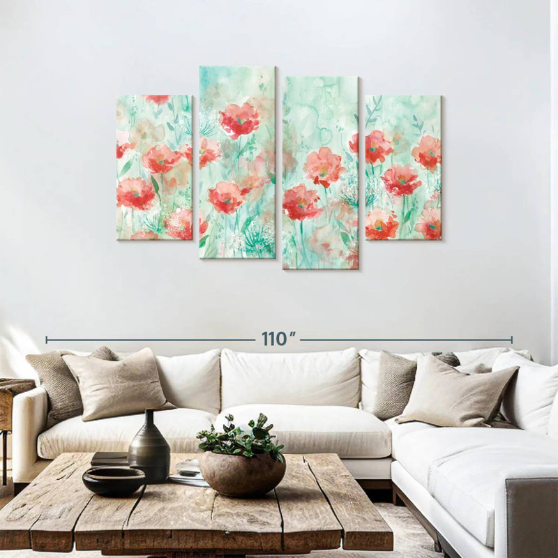 Harnek coquelicots et reine Anne, H 48 po x l 75 po