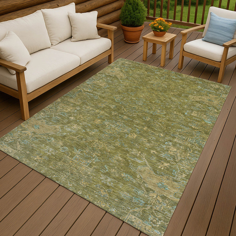 Machine Washable Indoor/Outdoor Hashlamoun ACN2322 Global Rug, Rectangle 10' x 14'