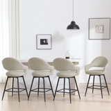 26" Faux Leather Counter Height Swivel Bar Stools