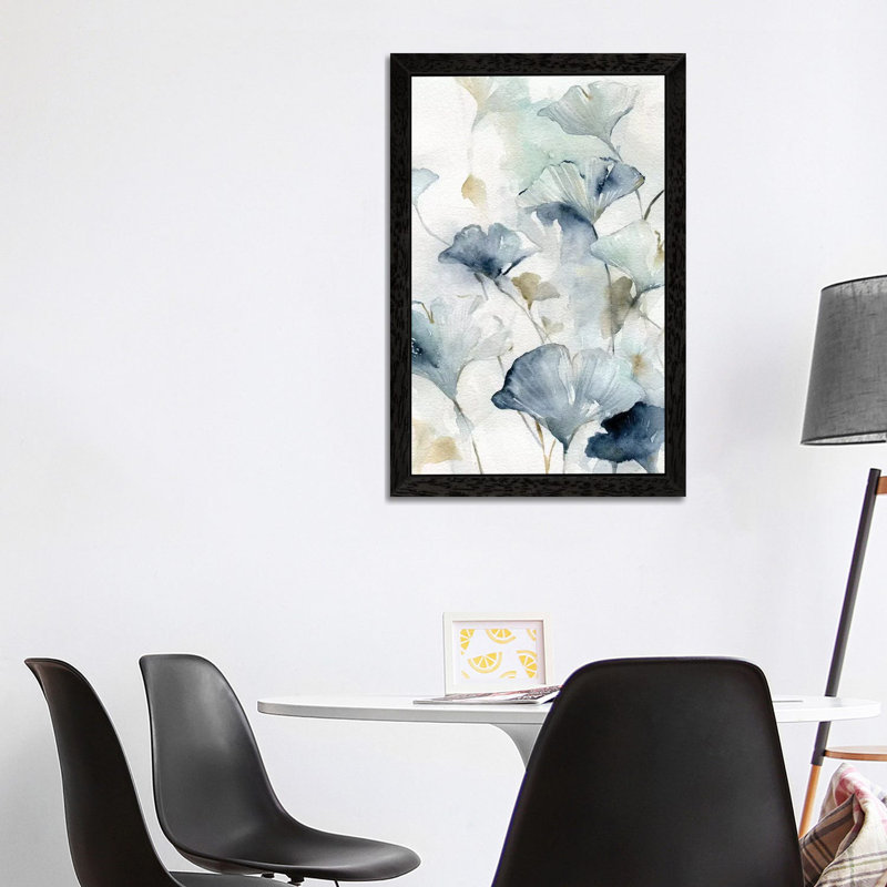 Indigo Gingko II by Carol Robinson - Painting, 152.5 cm H x 101.5 cm W, Black Framed
