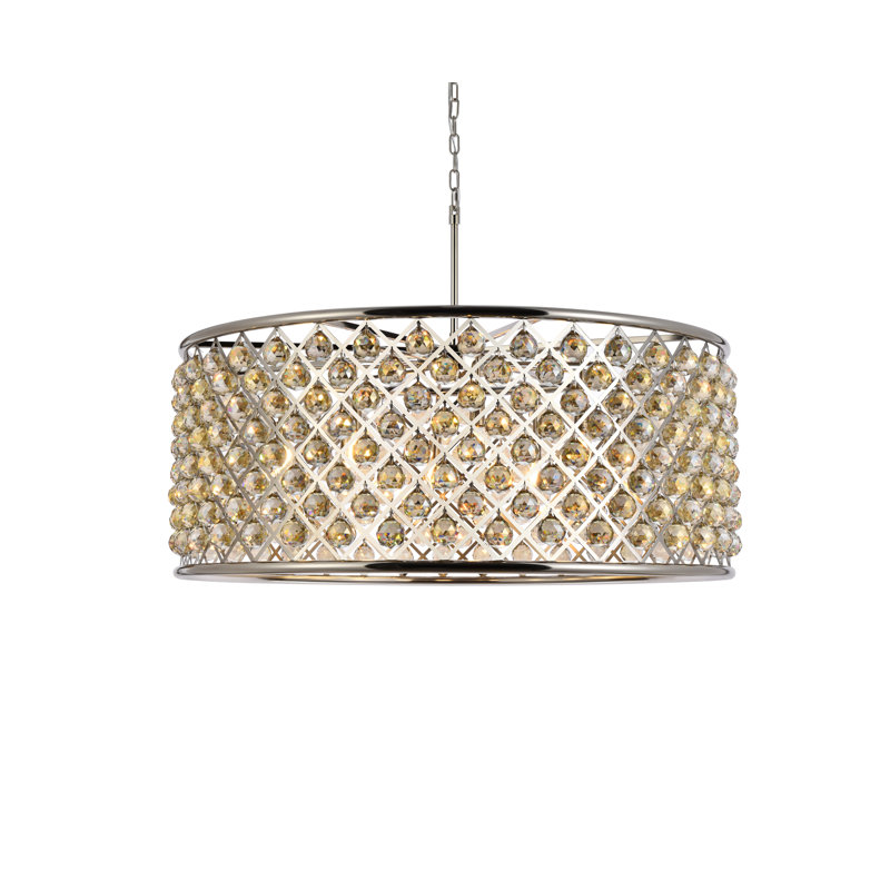 Madison 10 Lumière Tambour Pendentif, Mocha Brown, Golden Teak