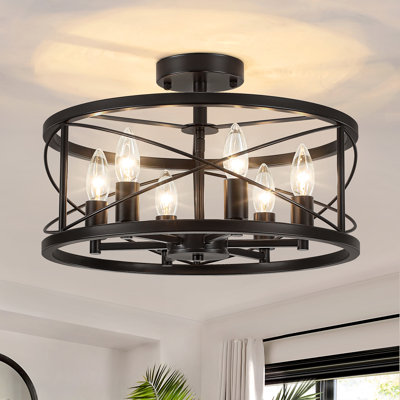 Luminaire plafonnier semi-encastré en métal à 6 lumières Glenisle pour salle à manger, salon, chambre à coucher, couloir, entrée, cuisine