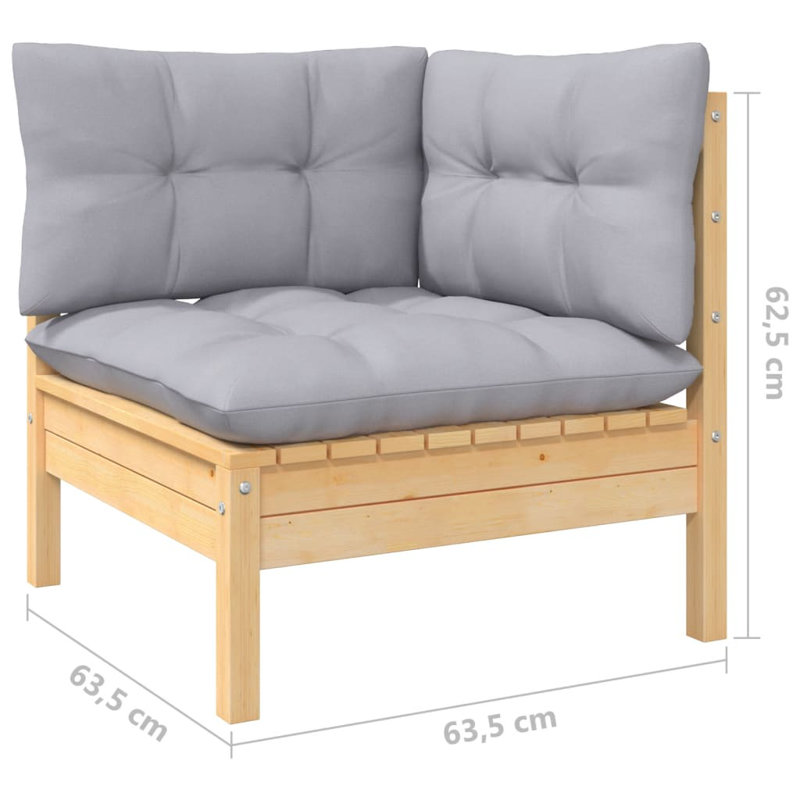 Canapé modulaire d'extérieur réversible avec coussins Krasnoo, Gris, Gris