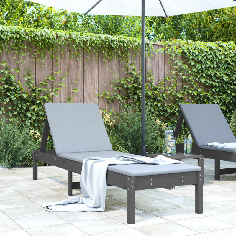 Adamantios 199.5cm Long Reclining Pine Double Chaise, Grey