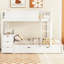 Lit superposé avec bureau et lit gigogne simple en blanc