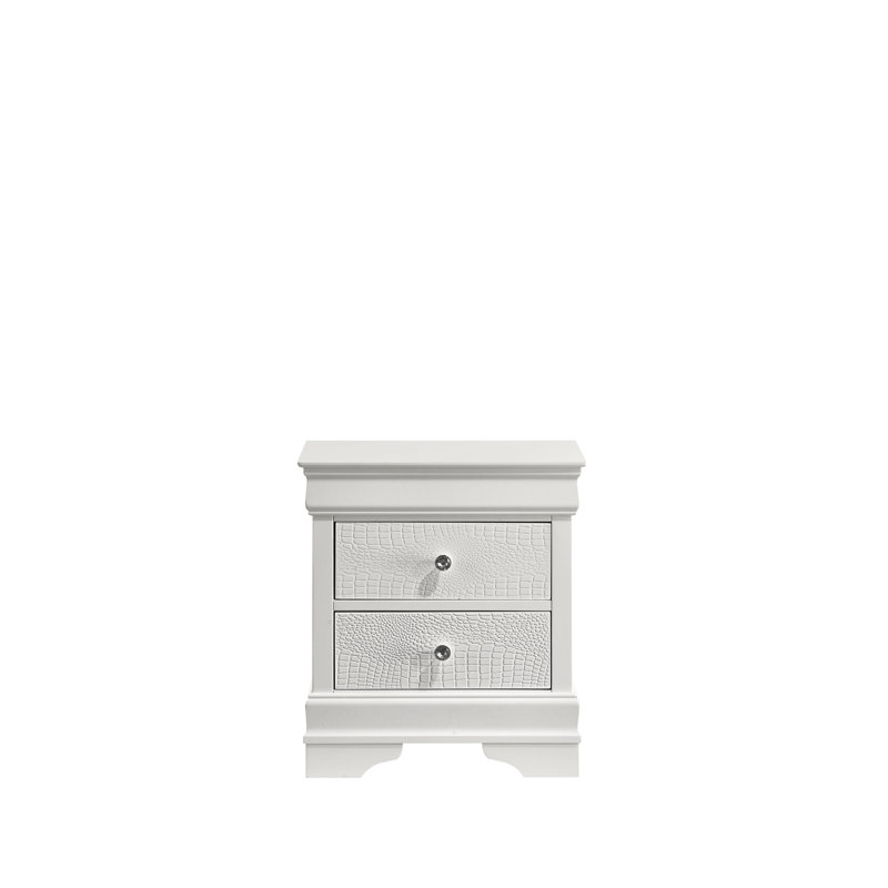 Table de chevet 2 tiroirs Blaze, Blanc