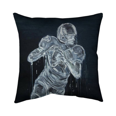 Football Player Blue Pillow  Sports  Games Bedroom Decor