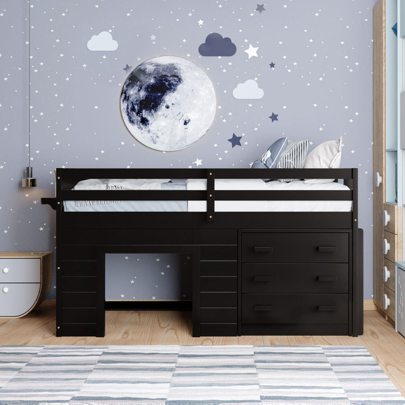 Azaree Kids Loft Bed with Drawers, Espresso