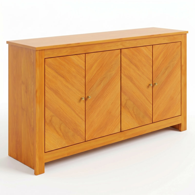 Buffet de rangement moderne à 4 portes et chevrons 58,4 po Aleshire