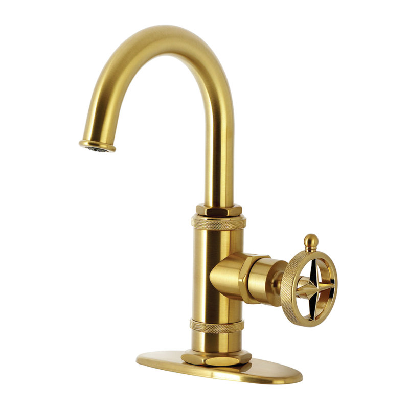 Kingston Brass Levante Single-Handle 1-Hole Deck Mount Bathroom Faucet, Brushed Brass