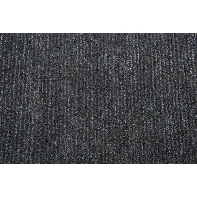 Tapis gris foncé en laine touffeté à la main Aaliyah, Rectangle 5 pi x 8 pi