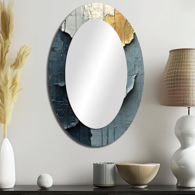 Or gris ombres éphémères I - miroir décoratif ovale abstrait sur métal