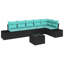 Ensemble de canapé de jardin avec rangement en rotin noir et turquoise vidaXL