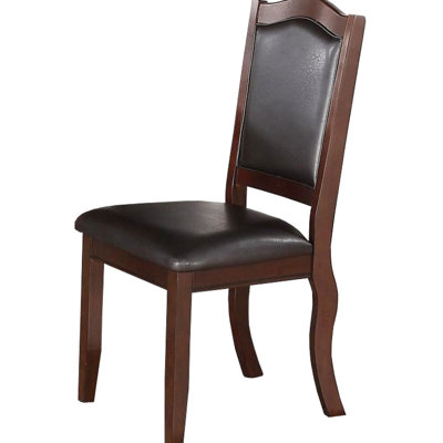 Chaises de salle à manger traditionnelles traditionnelles brun foncé de 2 coussins rembourrés et placage, dossier majestueux avec 2 sièges rembourrés, style tendance
