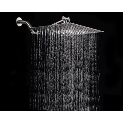 10" Square Shower Head with Adjustable Shower Arm, Stainless Steel, Brushed Nickel