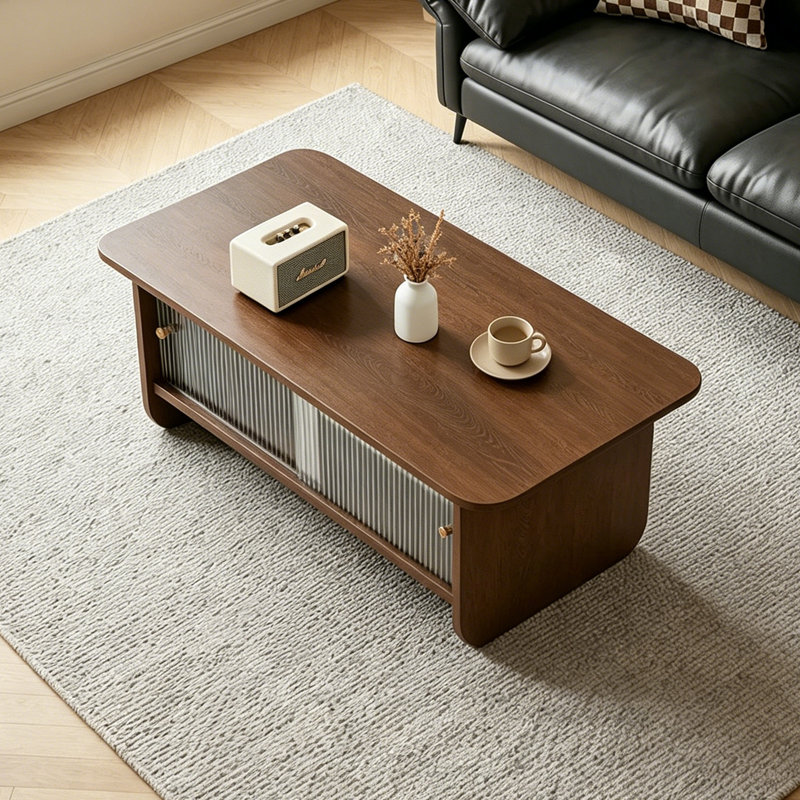 47" Rectangular Modern Solid Wood Coffee Table, Brown